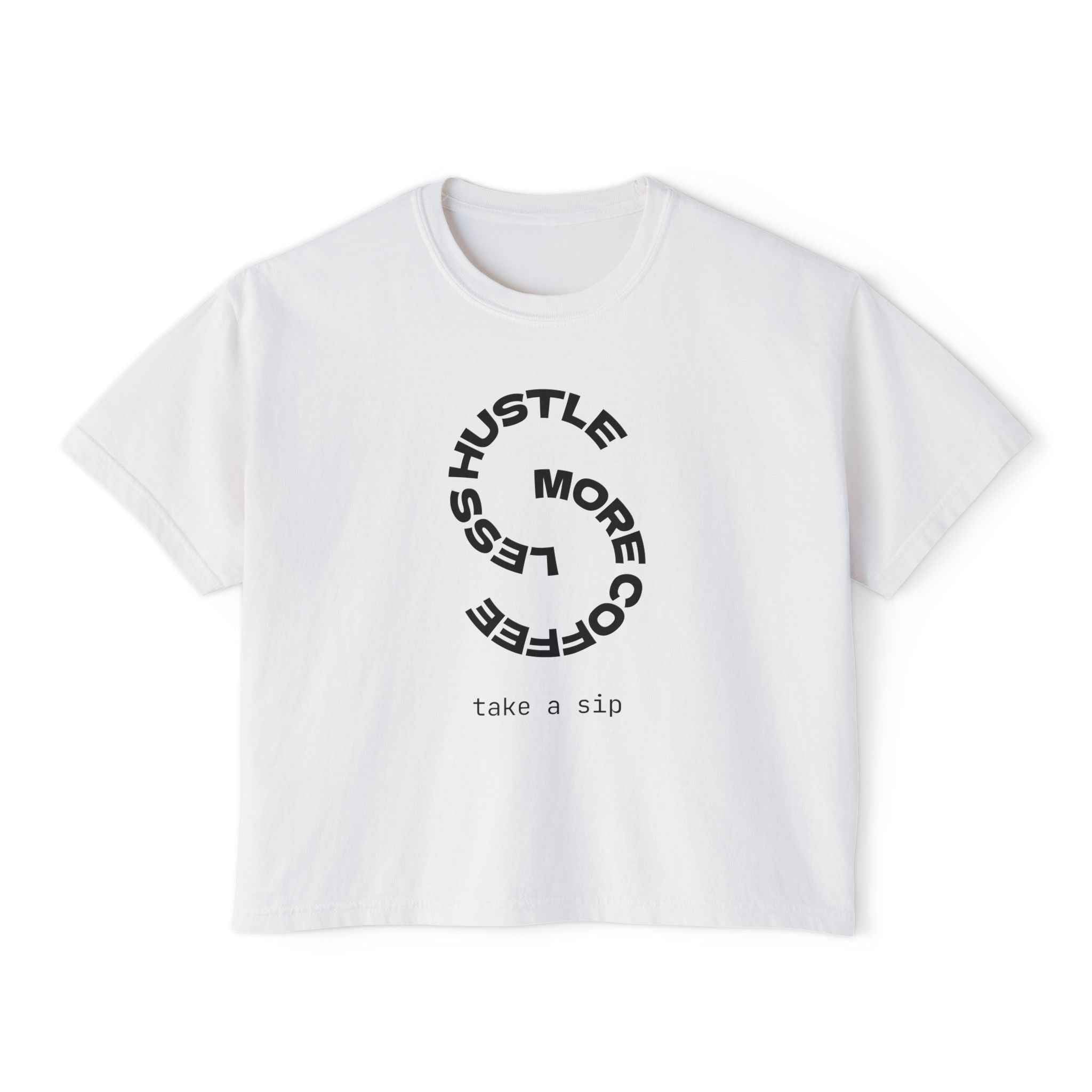 Women's vintage-style coffee slogan crop T-shirt in chalky mint from Printify, featuring a boxy fit and casual design.