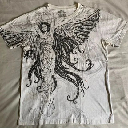Summer Men's Breathable Round Neck T-shirt Y2K Retro Clothing Punk Hip Hop Pattern Printed Outdoor Fashion Top