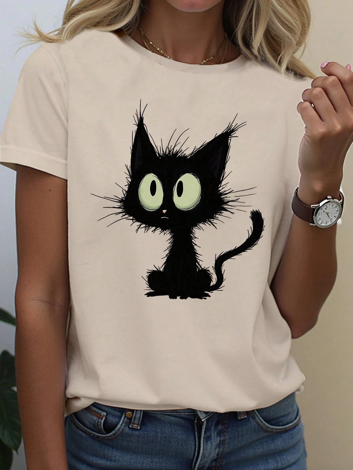 Women's T-Shirt Abstract Face Line Art Graphic Print Tops Casual O-Neck Short Sleeve Tee Summer Outdoor Fashion Female Clothing