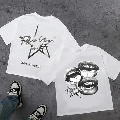 Harajuku Letter Graphic T Shirts Y2k Tops Men Women High Street Oversized T Shirt Pro Choice Streetwear Vintage Tee Clothing