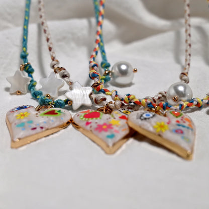 Handmade Knotted Rope Heart Pendant Necklace Fashion Sweater Chain Stackable Star Pearl Necklace for Women New Design Jewelry