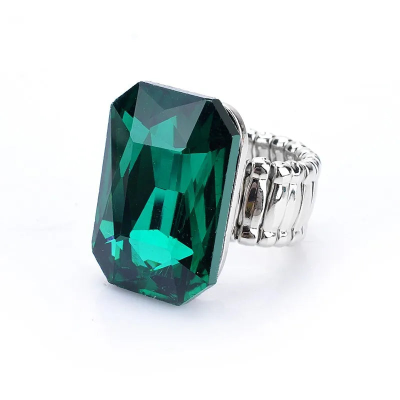 Personality Elegant Big Ring for Women 7 Colors Big Resin Stone Fashion Elastic Stretch Finger Rings Jewelry Christmaswholesale