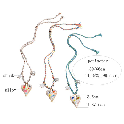Handmade Knotted Rope Heart Pendant Necklace Fashion Sweater Chain Stackable Star Pearl Necklace for Women New Design Jewelry