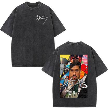 Washed Vintage Rapper Bad Bunny T-shirt Debi Tirar Mas Fotos DTMF Album 2025 T Shirts Men Women Hip Hop Oversized T-shirts Tops