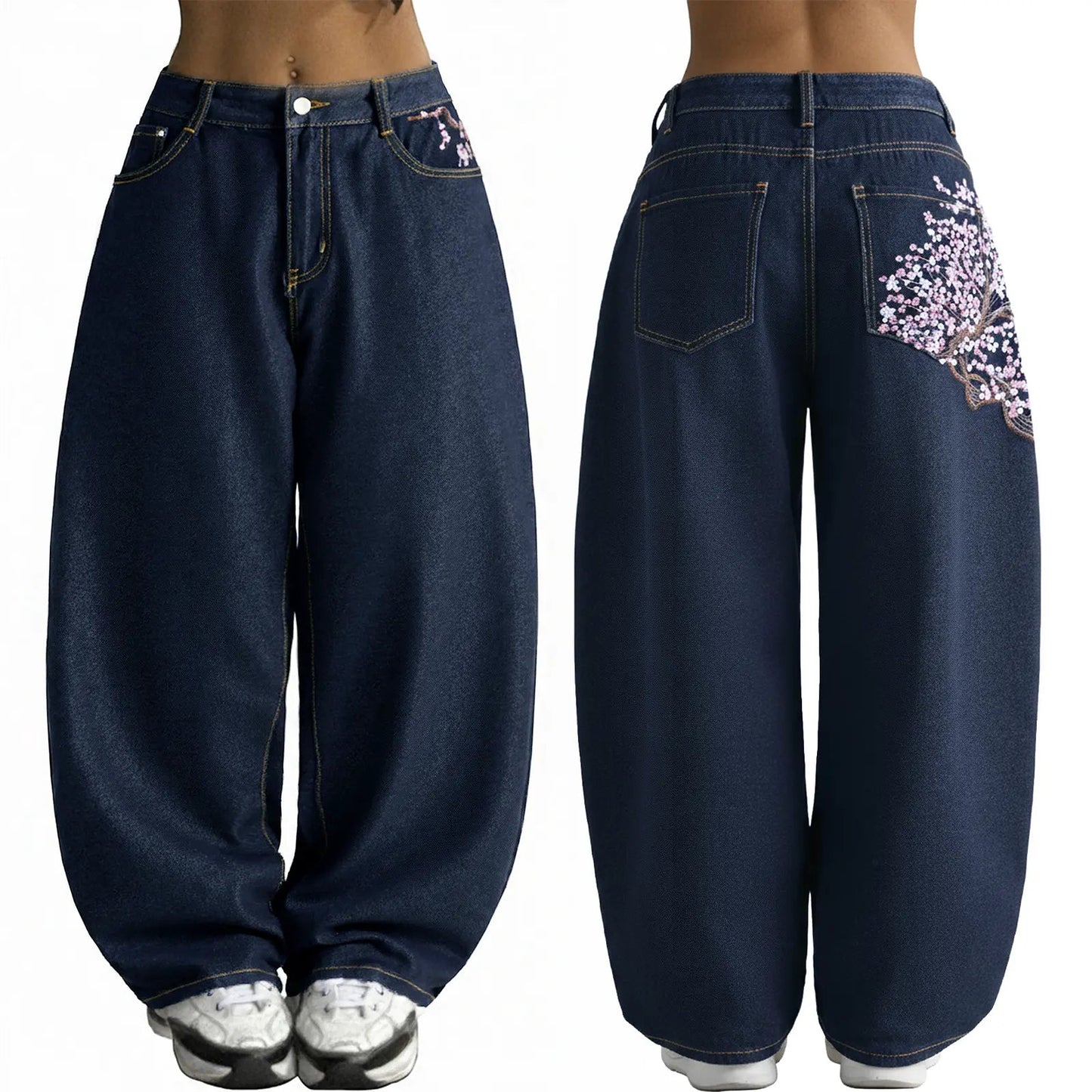 Emmiol【Back to School】Women Hip Hop Baggy Jeans Wide Leg Mid-Low Waist Barrel Jeans Loose Boyfriends Jeans 90S Vintage Denim Pants Casual Comfy Black Womenswear Summer Vibes