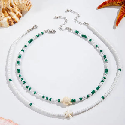 Tocona Bohemian Colorful Bead Necklace for Women Summer Handmade Starfish Tortoise Choker Chain Beach Jewelry Accessories