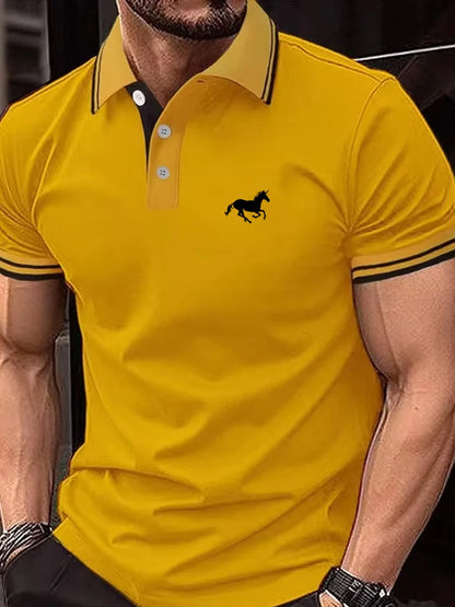 New Men's T-shirt Classic Short Sleeved Polo Shirt Summer Top Casual T-shirt Button Lapel Super Large S-3XL Casual Polo Shirt