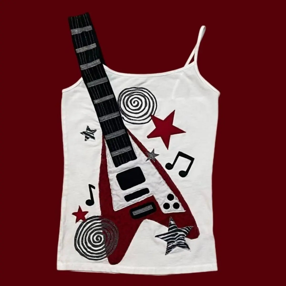 Y2k Subculture Punk Rock Camisole Retro Guitar Print Halter Vest Ladies Hip Hop Hottie Slim Tops Street Fashion Chic Clothing