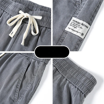 Summer Soft Lyocell Fabric Men's Jeans Thin Loose Straight Pants Drawstring Elastic Waist Korea Casual Trousers Plus Size M-5XL