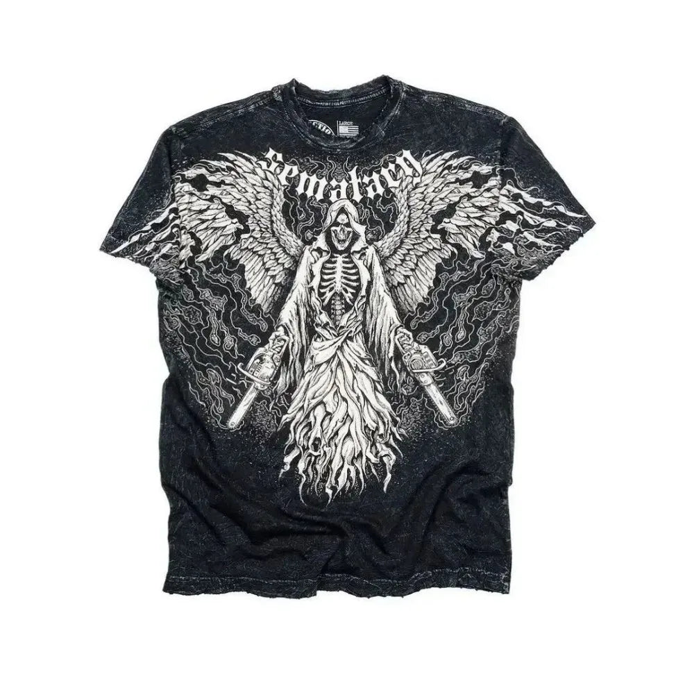 Summer Men's Breathable Round Neck T-shirt Y2K Retro Clothing Punk Hip Hop Pattern Printed Outdoor Fashion Top