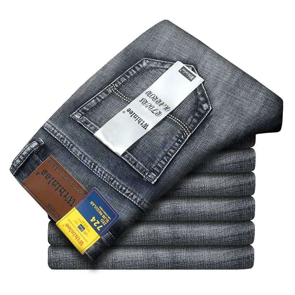 2026 New Style Business Men's Jeans Casual Straight Stretch Fashion Classic Blue Black Work Pant Denim Trousers Male Clothing