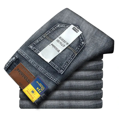 2026 New Style Business Men's Jeans Casual Straight Stretch Fashion Classic Blue Black Work Pant Denim Trousers Male Clothing