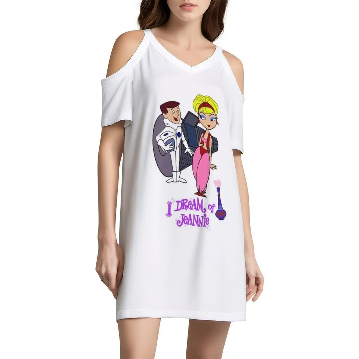 My Favorite People Dream Of Jeannie Cool Graphic Gifts Bohemian Sleeveless Dress Multi-Print Beach Vacation Party Dress My