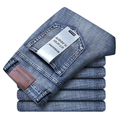 2026 New Style Business Men's Jeans Casual Straight Stretch Fashion Classic Blue Black Work Pant Denim Trousers Male Clothing