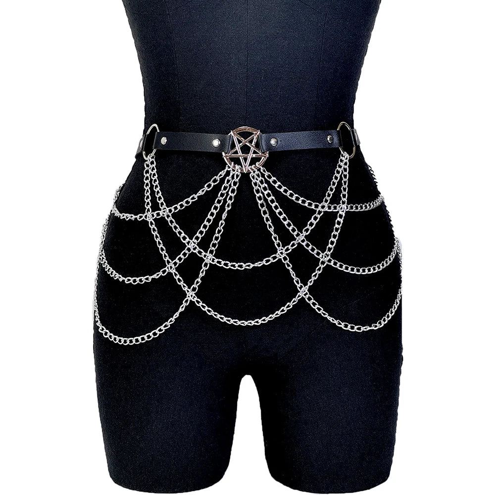1PC Fashion Belt Female Street Style Waist Chain Tassels Belt Adjustable Casual Decorative Chain Gothic Clothing Accessories