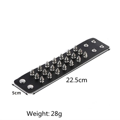 Vintage Leather Bracelets Punk Row Cuspidal Spikes Rivet Stud Wide Cuff PU Leather Punk Gothic Rock Unisex goth accessories