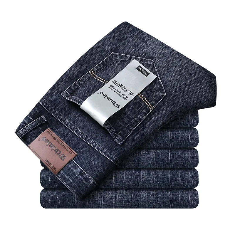 2026 New Style Business Men's Jeans Casual Straight Stretch Fashion Classic Blue Black Work Pant Denim Trousers Male Clothing