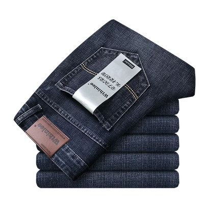 2026 New Style Business Men's Jeans Casual Straight Stretch Fashion Classic Blue Black Work Pant Denim Trousers Male Clothing