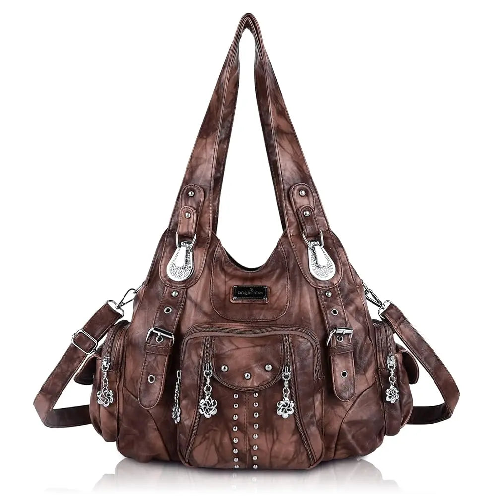 Angel Kiss large hobo crossbody bag by Redemption Ashley North, soft PU leather with adjustable strap and multiple pockets.