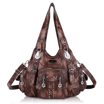 Angel Kiss large hobo crossbody bag by Redemption Ashley North, soft PU leather with adjustable strap and multiple pockets.