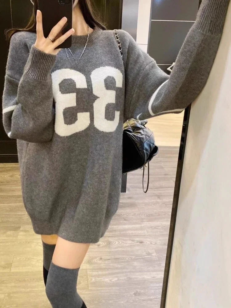 Y2K Vintage Knitted Sweater Women 2025, Growzed Harajuku Grunge Pullover, Casual Streetwear Jacquard Jumpers (72 characters)
