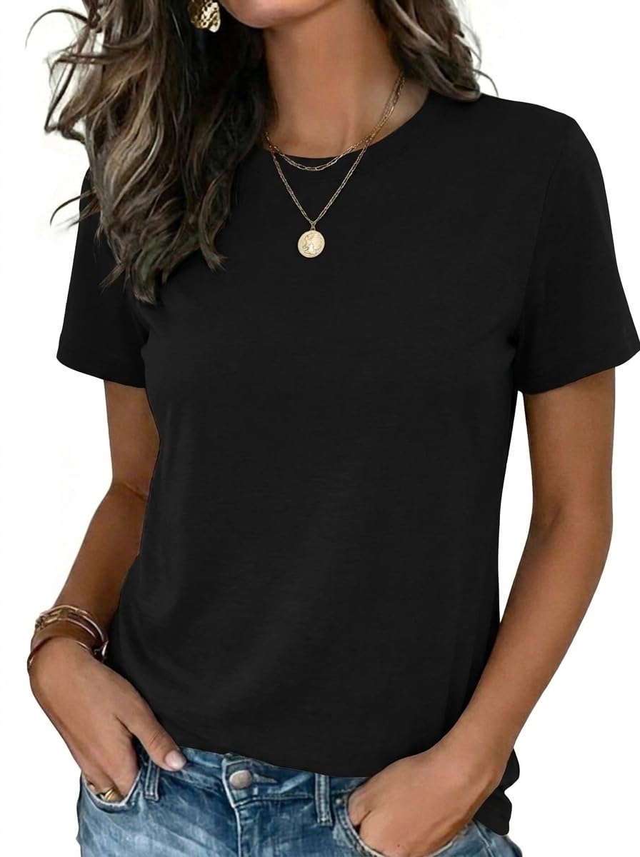Zeagoo Womens Tshirt Short Sleeve Summer Tops Crewneck Casual Basic Tee Shirts Spring Clothes Trendy Outfit