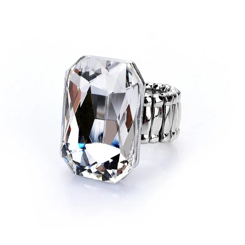 Personality Elegant Big Ring for Women 7 Colors Big Resin Stone Fashion Elastic Stretch Finger Rings Jewelry Christmaswholesale