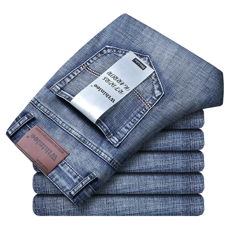 2026 New Style Business Men's Jeans Casual Straight Stretch Fashion Classic Blue Black Work Pant Denim Trousers Male Clothing