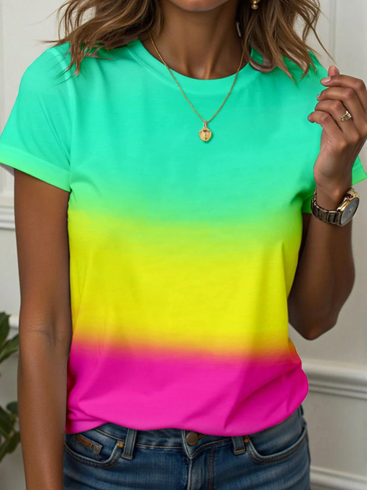 Women's T-Shirt Abstract Face Line Art Graphic Print Tops Casual O-Neck Short Sleeve Tee Summer Outdoor Fashion Female Clothing