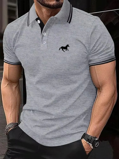 New Men's T-shirt Classic Short Sleeved Polo Shirt Summer Top Casual T-shirt Button Lapel Super Large S-3XL Casual Polo Shirt
