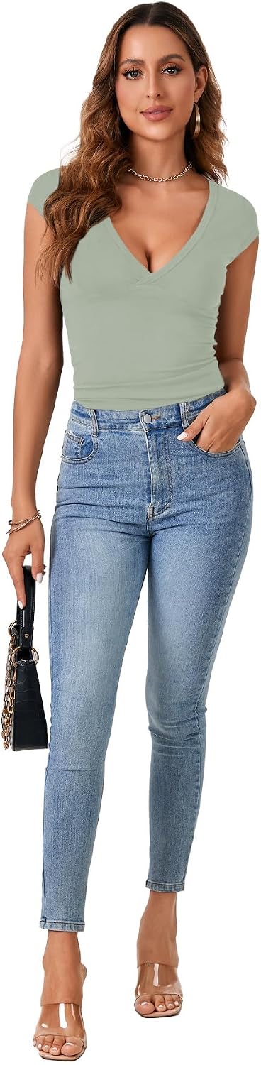 KIFOVEN Women's Summer Cap Sleeve Slim Fit T Shirt