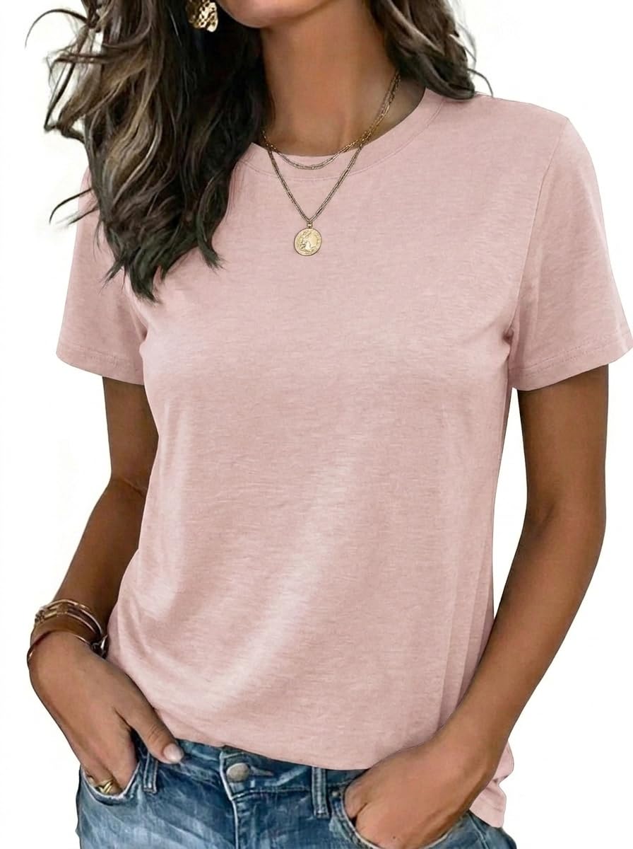 Zeagoo Womens Tshirt Short Sleeve Summer Tops Crewneck Casual Basic Tee Shirts Spring Clothes Trendy Outfit