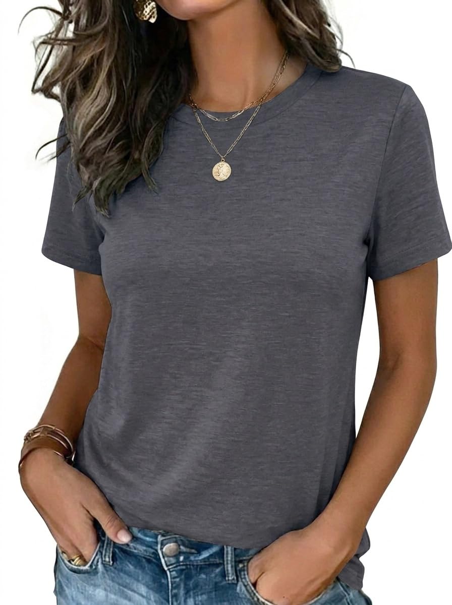 Zeagoo Womens Tshirt Short Sleeve Summer Tops Crewneck Casual Basic Tee Shirts Spring Clothes Trendy Outfit