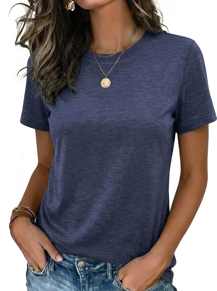 Zeagoo Womens Tshirt Short Sleeve Summer Tops Crewneck Casual Basic Tee Shirts Spring Clothes Trendy Outfit