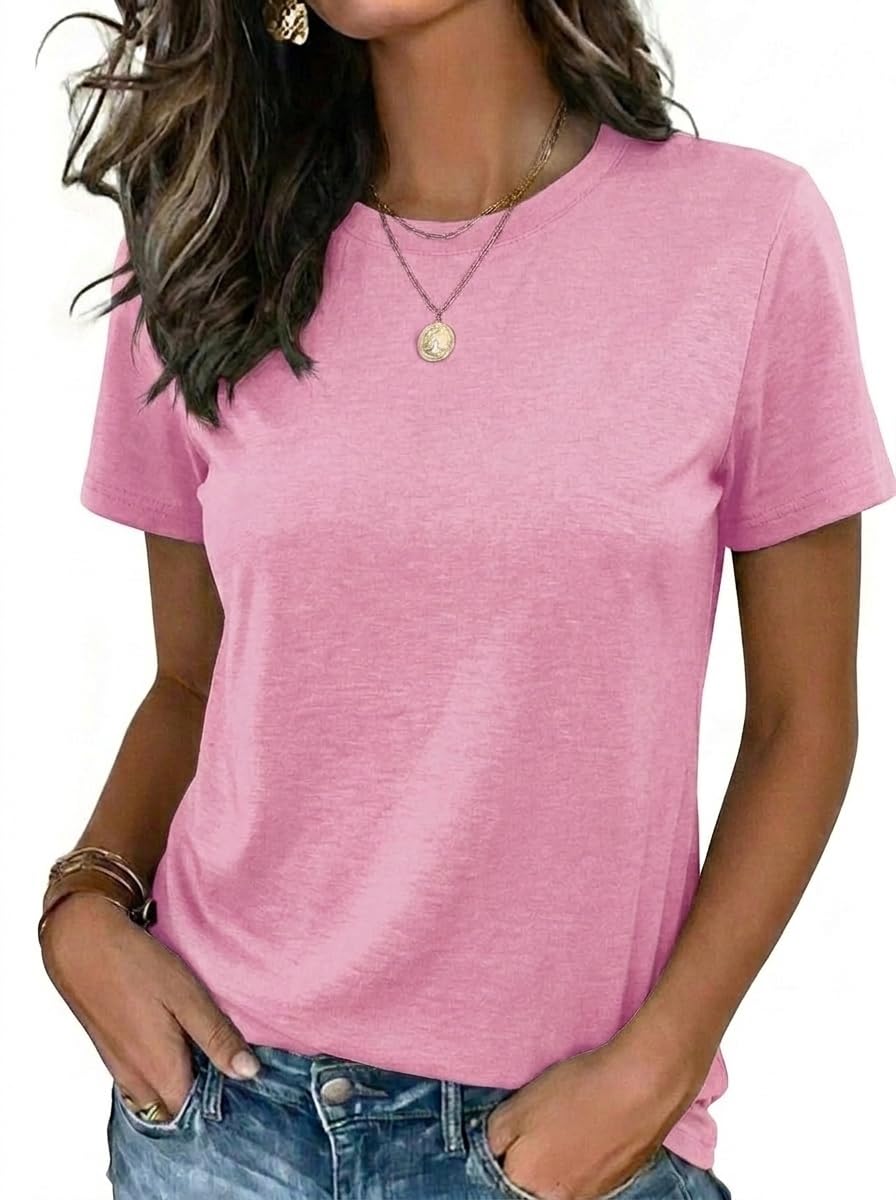 Zeagoo Womens Tshirt Short Sleeve Summer Tops Crewneck Casual Basic Tee Shirts Spring Clothes Trendy Outfit