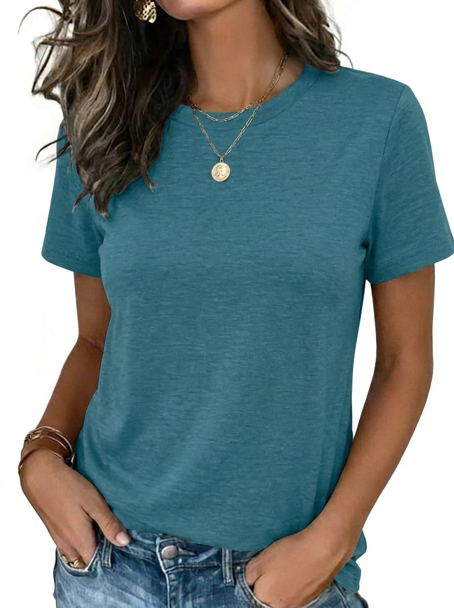 Zeagoo Womens Tshirt Short Sleeve Summer Tops Crewneck Casual Basic Tee Shirts Spring Clothes Trendy Outfit