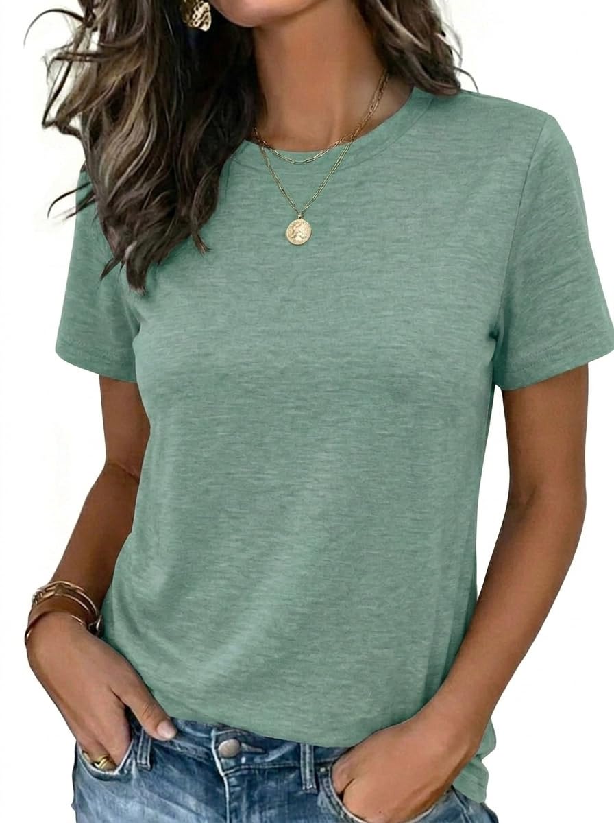 Zeagoo Womens Tshirt Short Sleeve Summer Tops Crewneck Casual Basic Tee Shirts Spring Clothes Trendy Outfit