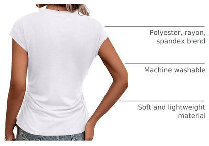 Bliwov Womens Summer Tops Cap Sleeve Crew Neck Casual T Shirts