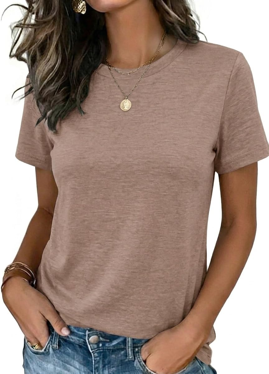 Zeagoo Womens Tshirt Short Sleeve Summer Tops Crewneck Casual Basic Tee Shirts Spring Clothes Trendy Outfit