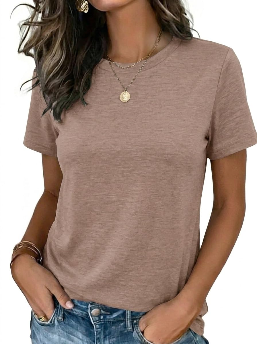Zeagoo Womens Tshirt Short Sleeve Summer Tops Crewneck Casual Basic Tee Shirts Spring Clothes Trendy Outfit