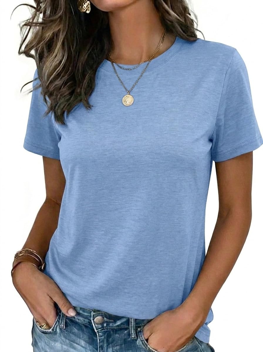 Zeagoo Womens Tshirt Short Sleeve Summer Tops Crewneck Casual Basic Tee Shirts Spring Clothes Trendy Outfit