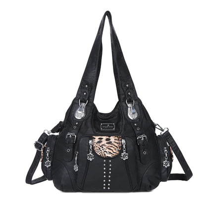 Redemption by Ashley North Angel Kiss fashionable large hobo bag in soft PU leather with adjustable strap and multiple pockets.