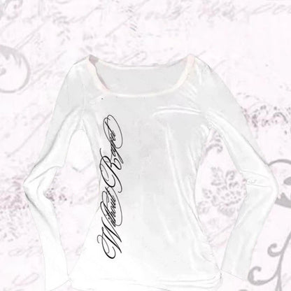 ropa mujer Y2K Clothes Vintage T-shirts Streetwear Harajuku Graphic Print T Shirts Loose Long Sleeve Tee Tops