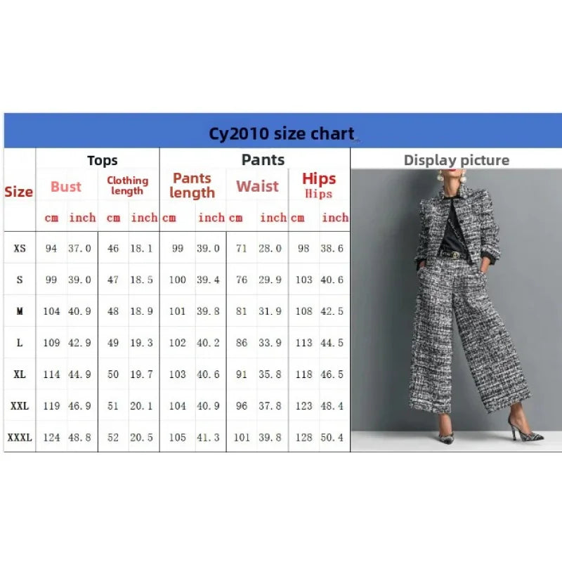 QICHE New 2026 Women European Matching Set Lapel Long‑Sleeve Cropped Jacket Slim‑Fit Wide‑Leg Pants Outfit