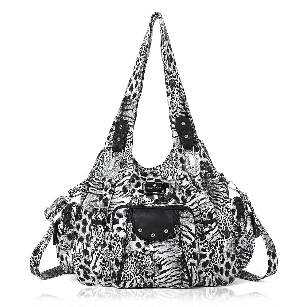 Redemption by Ashley North Angel Kiss large hobo bag in soft PU leather with adjustable strap and multiple pockets, casual crossbody style.