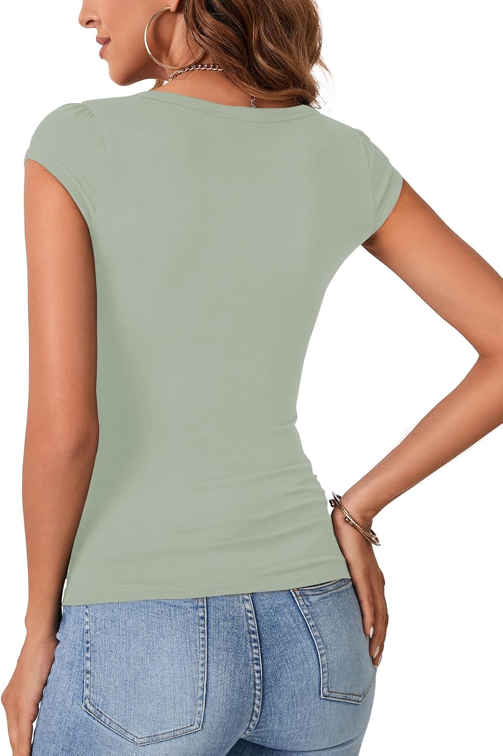 KIFOVEN Women's Summer Cap Sleeve Slim Fit T Shirt