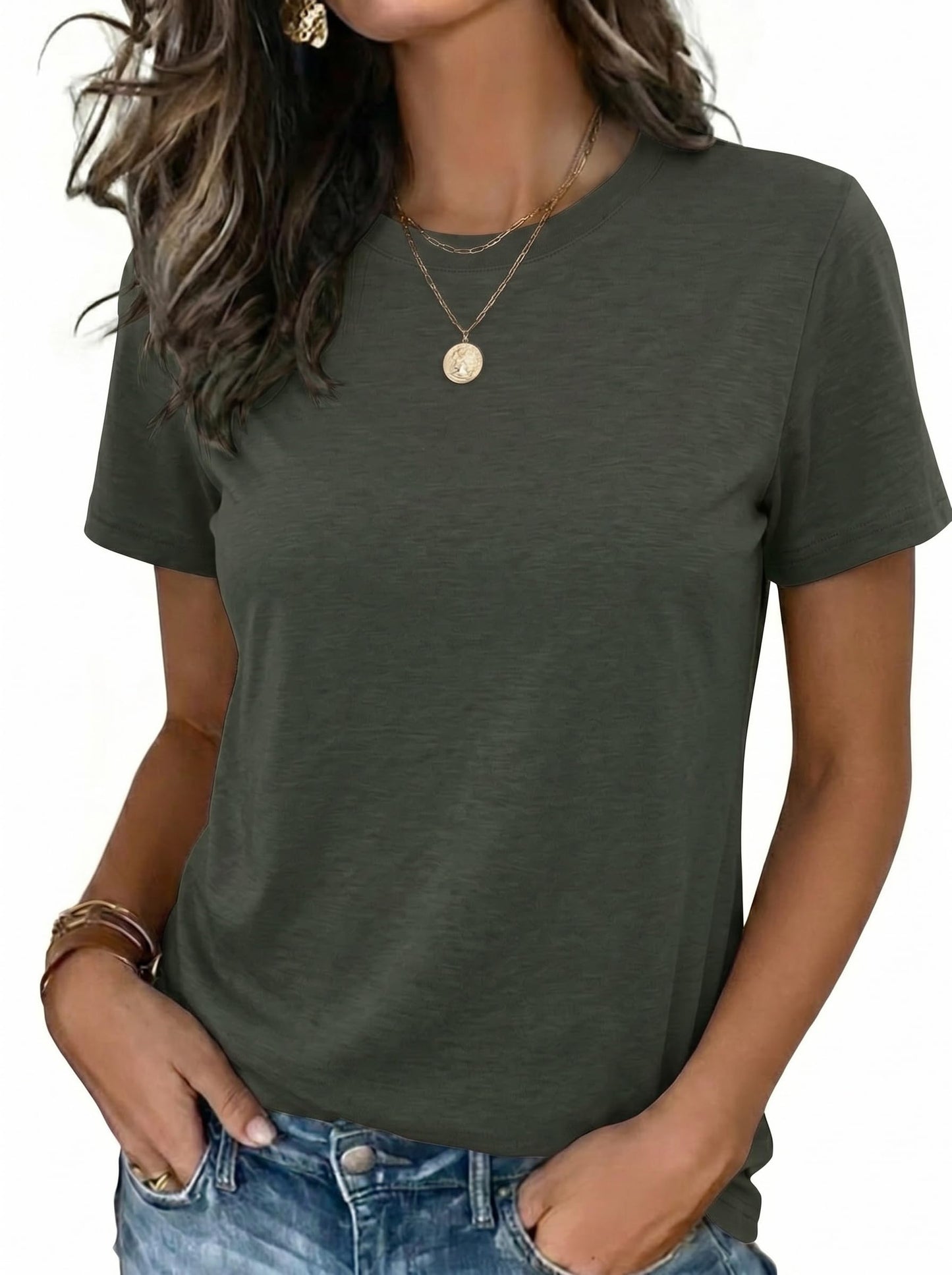 Zeagoo Womens Tshirt Short Sleeve Summer Tops Crewneck Casual Basic Tee Shirts Spring Clothes Trendy Outfit