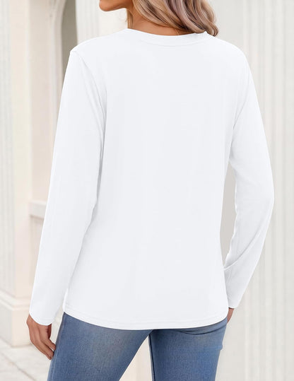 Zeagoo Womens Tops Long Sleeve V Neck Tee Shirts Cute Dressy Casual