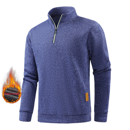 Autumn men's half-zip sweatshirts, long-sleeved solid color pullovers, turtlenecks, streetwear, winter warm jackets, sports coat