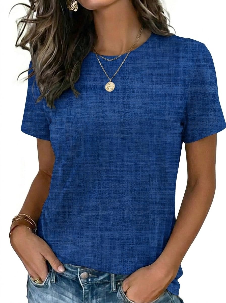 Zeagoo Womens Tshirt Short Sleeve Summer Tops Crewneck Casual Basic Tee Shirts Spring Clothes Trendy Outfit